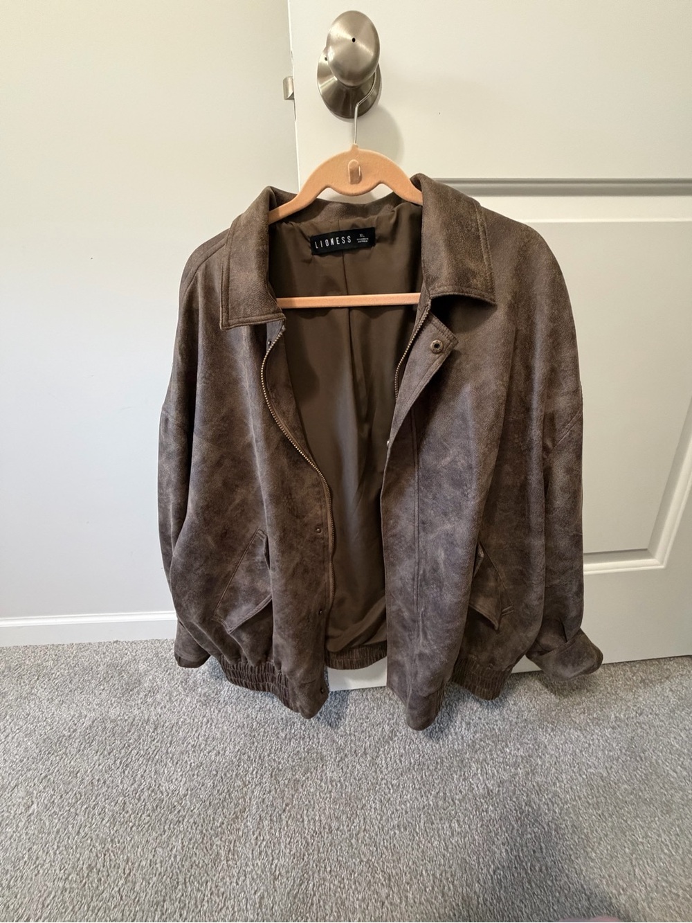 Lioness Brown Suede Bomber Jacket